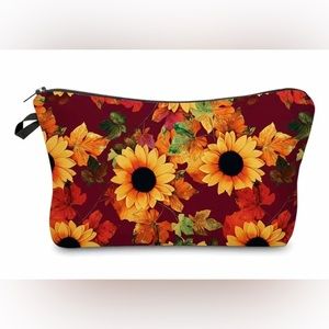 Beautiful Sunflower Multicolored Zippered Travel Makeup Cosmetic Bag
